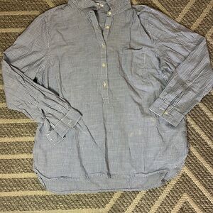 GAP Women's Blue and White Striped Button Down Shirt